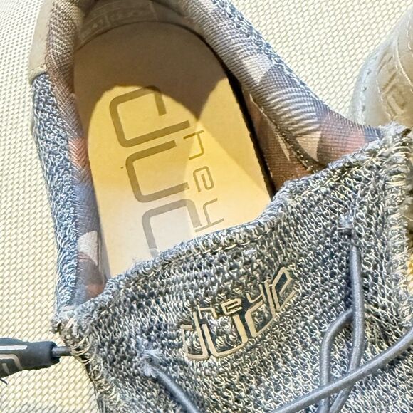 Hey Dude Wally Sox Slip On Deck Shoes In Mottled Steel Blue and Grey - Picture 10 of 12